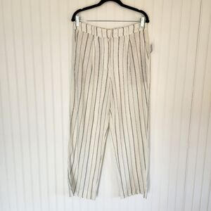 NEW OLD NAVY Taylor Cream Navy Stripe Linen Blend Wide Leg Trouser Pants MP